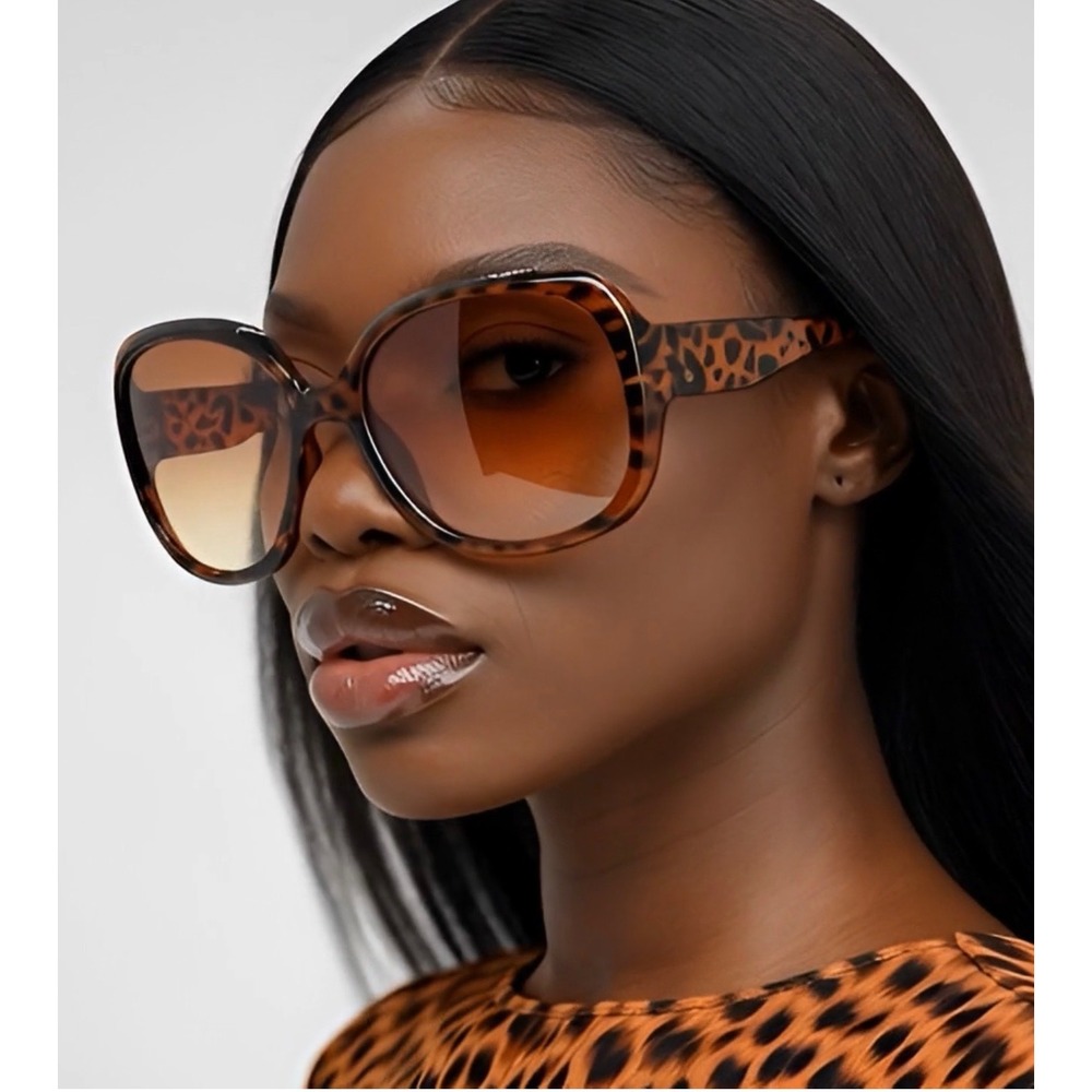 Sunglasses Tortoiseshell Gradient Lenses Women‎ Oversized Leopard Print Lentes